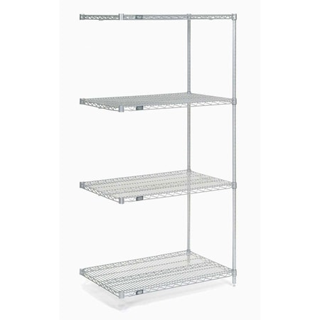 Nexel 5 Tier Chrome Wire Shelving Add-On Unit, 24W x 18D x 63H A18246C5